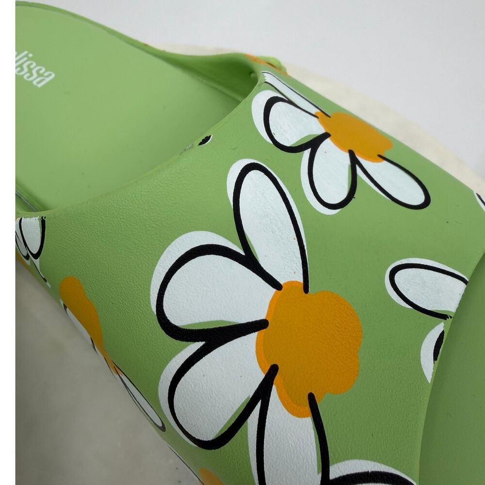 Melissa Free Print Daisy Platform Slide Sandals Green Size 8 - Picture 11 of 11
